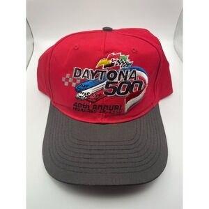 Vintage 1998 Daytona 500 40th Annual NASCAR Hat Snapback Red Grey Checkered Flag